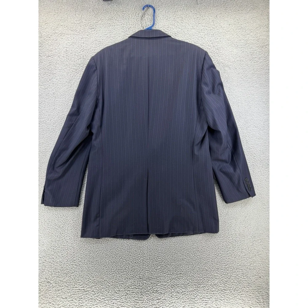Hickey Freeman Navy Blue Gray Stripe Blazer 46 XLG Loro‎ Piana Suit Jacket